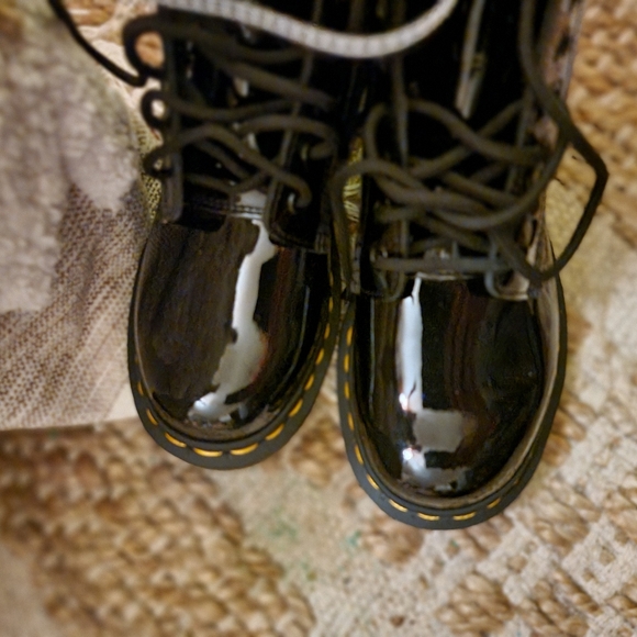 Black Patent Leather Boots Doc Martens New 5M - Picture 9 of 10